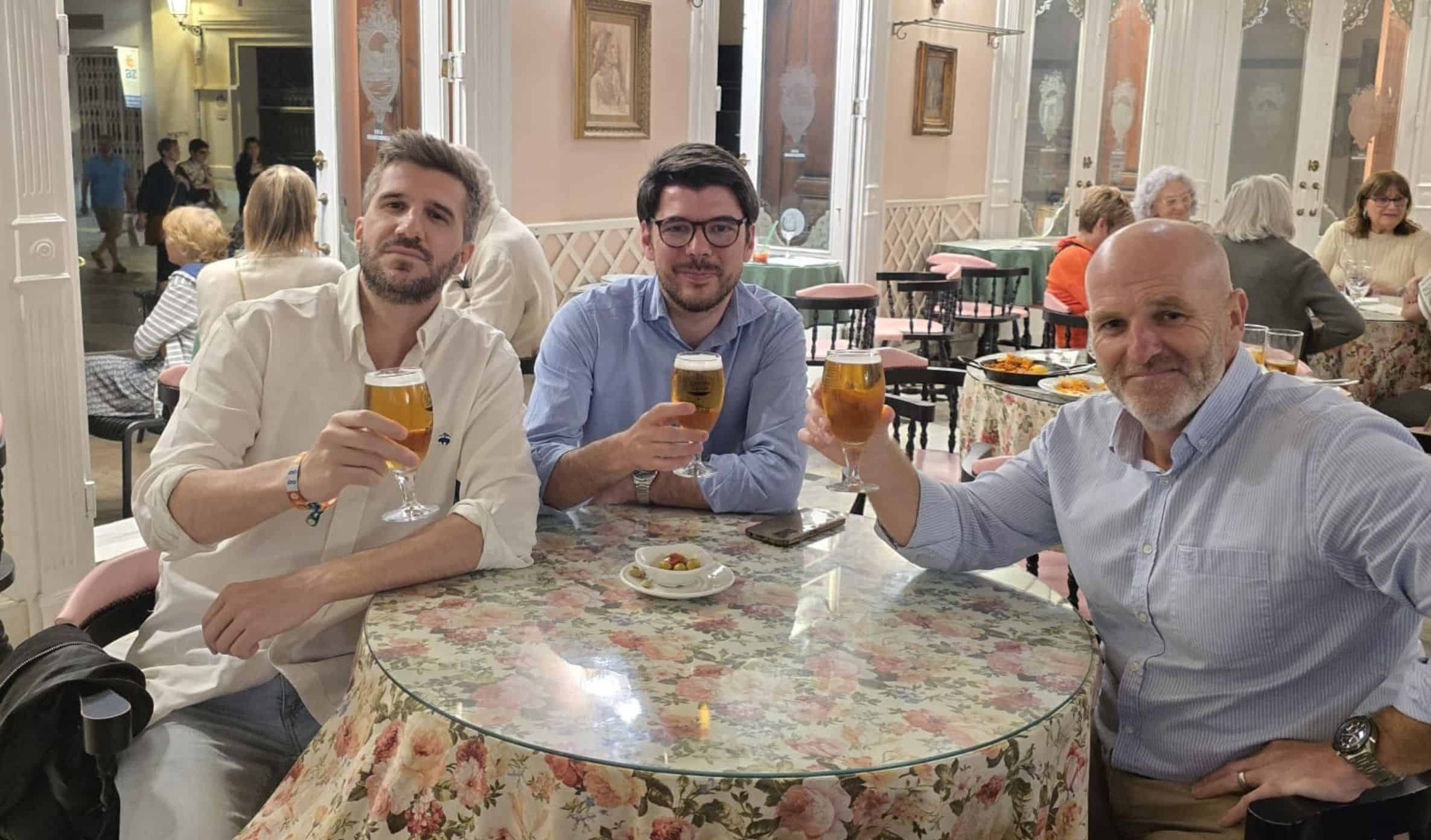 DC at dinner with some members of the team